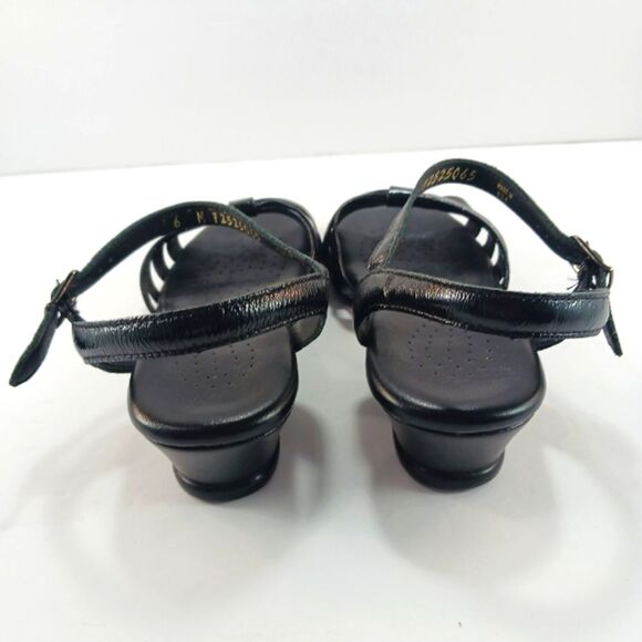 NWOT SAS Strippy Quarter Strap Wedge Black Sandals Womans 6 - Picture 9 of 13